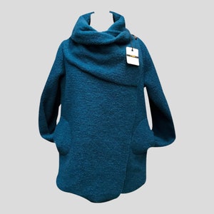 Winter Ladies Boiled Felted Wool Mix 2 Pockets Cowl Neck