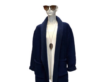 navy boiled wool coat