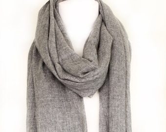 Handmade Natural Cashmere blended  Scarf-Grey Ash