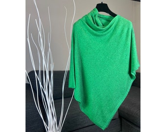 Soft Cashmere blend knit poncho wrap-lightweight women's shawl for all seasons