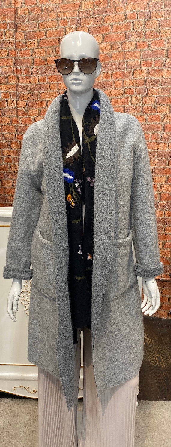 Winter Ladies Boiled Wool Mix Pockets Long Felt Duster Jacket