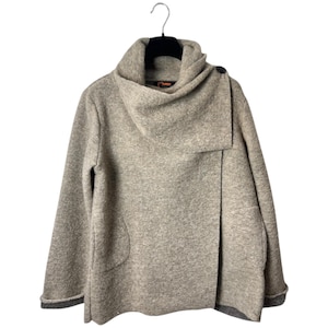 Winter Ladies Boiled felted wool mix 2 pockets/ cowl neck / lagenlook/duster jacket coat/ coatigan jacket -  GREY