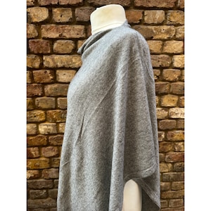 Handmade Cashmere Blend Poncho  ... A luxury gift for ladies of all ages. -  ASH GREY  colour/ SEAM on side