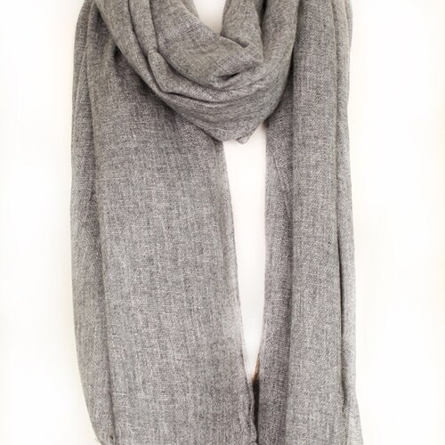 Handmade Natural Cashmere Scarf-Grey Ash