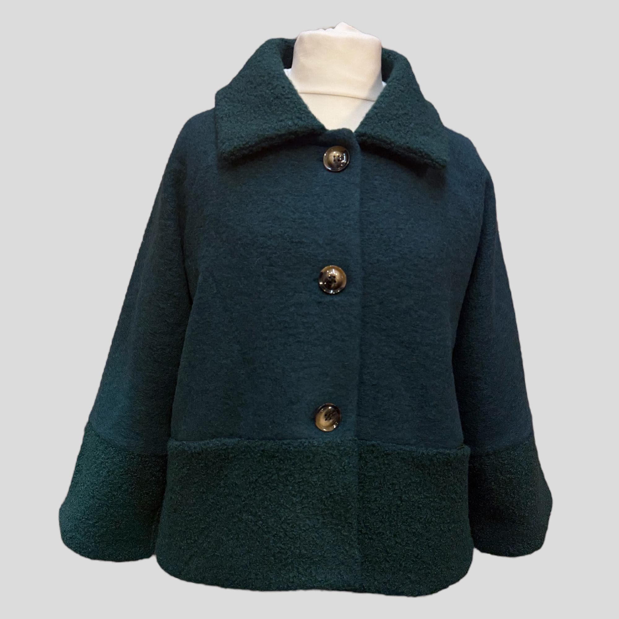 Manteau Lagenlook En Laine Bouillie Et Polyester - Style Drapé, Couleur Charbon Ou Bordeaux, Taille Unique Grande
