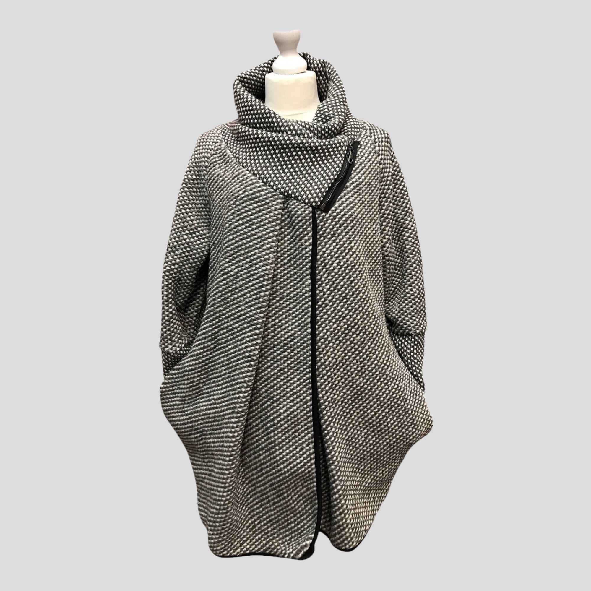 GREY MIX Colour Wool Mix Cocoon Lagenlook Coatigan Jacket/zip - Etsy ...