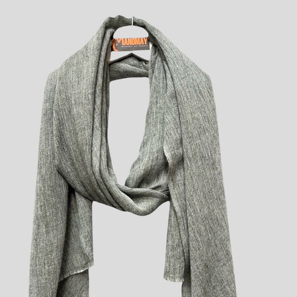 Handmade Natural Cashmere blended  Scarf-Grey Ash