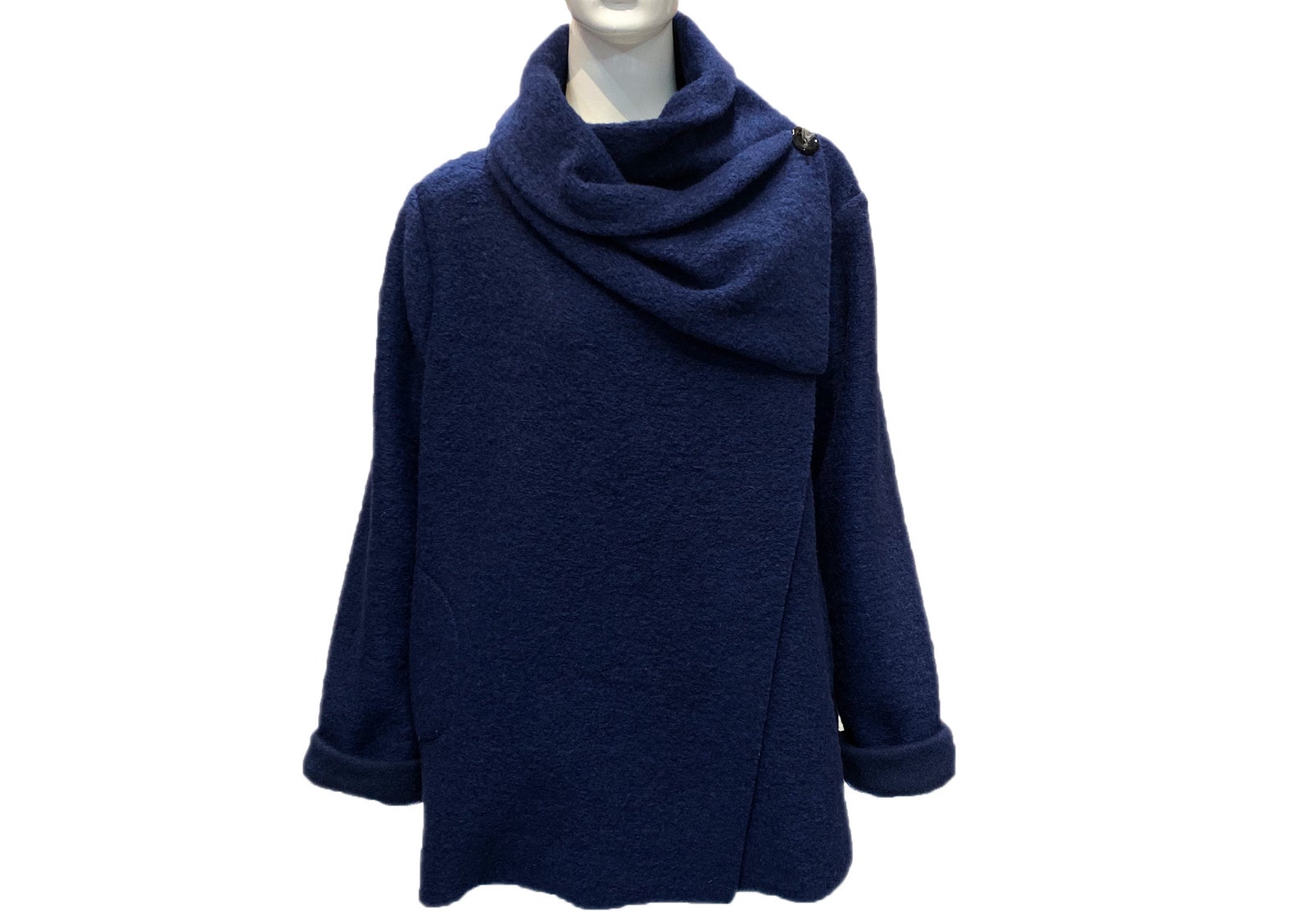 Winter Ladies Boiled Felted Wool Mix 2 Pockets/ Cowl Neck / Lagenlook ...