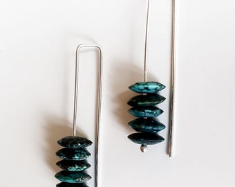 Pendientes de Turquesa Natural, joyeria hecha a mano, regalo original para ella, pendientes de piedra de colgar, pendientes discos piedra