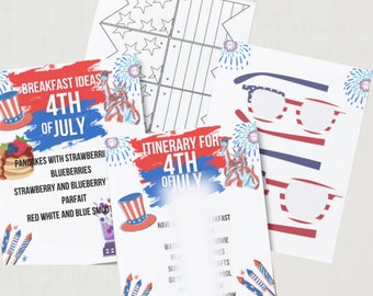 PDF | 4th of July itinerary and craft printable | Digital | printable | Patriotic | Red white and blue