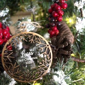 Personalized snowflake ornament | Wood snowflake | Personalizad ornaments | Acrylic ornament