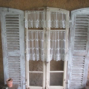 Double Cafe Curtain Panel Frill French Vintage Faux Filet