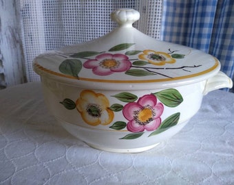Francés Tureen Bowl Sarreguemines Montgeron Vajilla Faience Vintage Sopa Vegetal