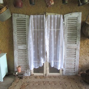 Pair Curtains Filet Net Panels French Vintage Roses Rosebuds Shaped