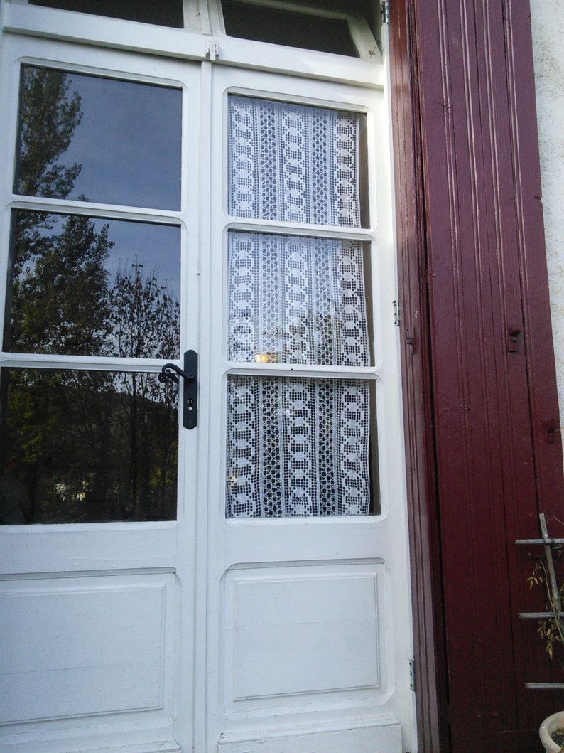 Filet Crochet Lace Long Curtain Panel Cotton Fringed
