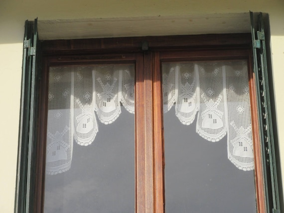 Pair Of Lace Curtain Pelmets Valance Windmills French Vintage Etsy