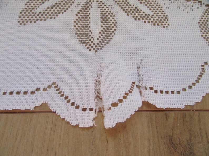 Pair of Lace Curtain Pelmets Valance Floral French Vintage Retro Scalloped.