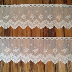 Pair Lace Curtain Pelmets Valance French Vintage Retro Scalloped 1980s