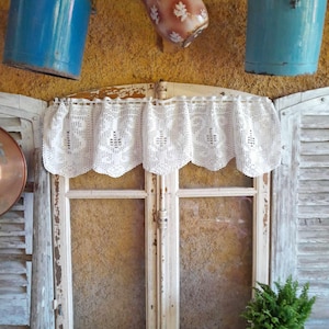 Crochet Lace Curtain Pelmet Valance Handmade French Vintage Cafe Art Deco