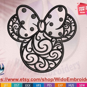 mouse Machine Embroidery Design in 5 Sizes and 10 Formats for wedding ,girly , heart , love , minnie applique ,  Mickey  , lovely , Heads