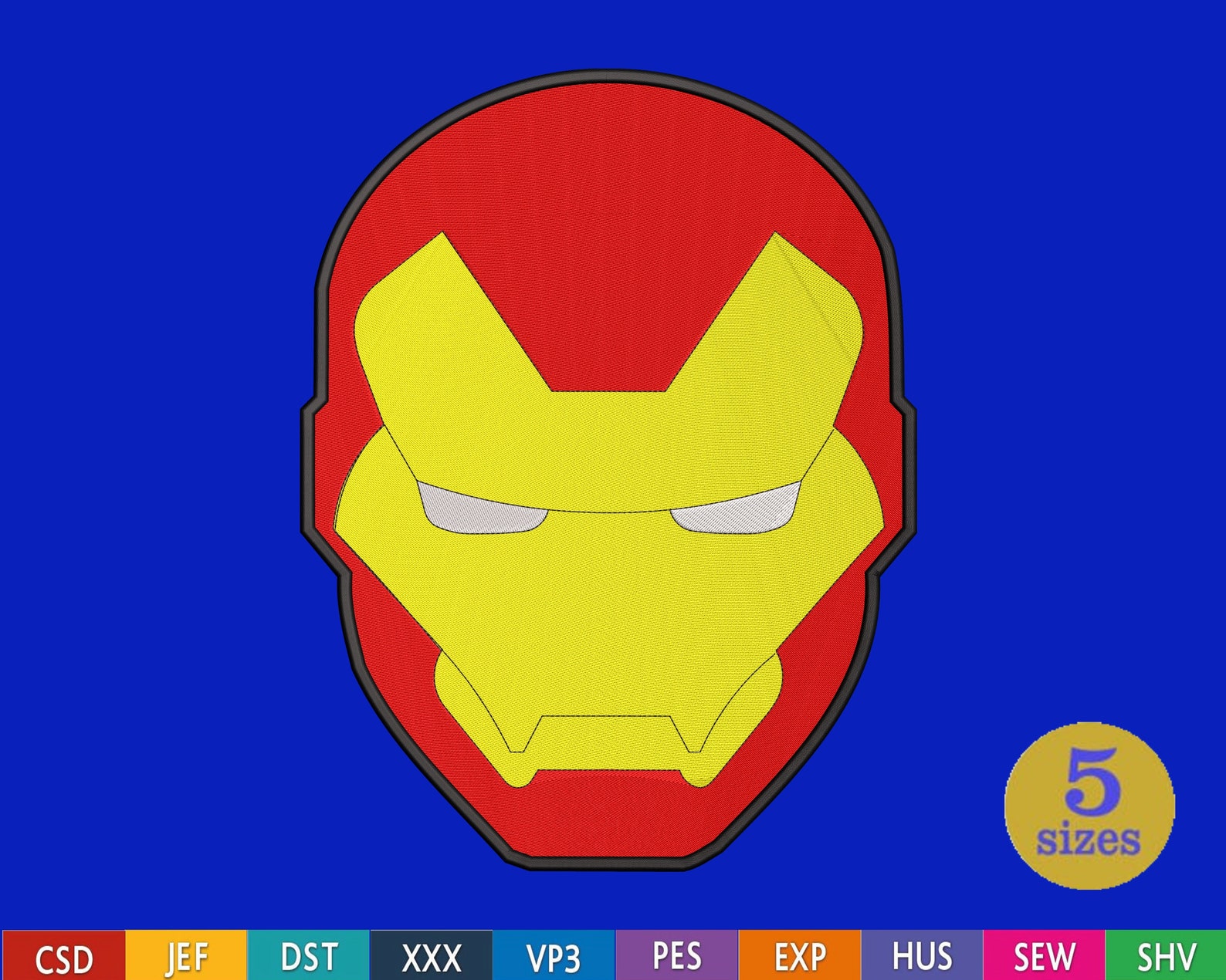 Ironman Face Logo Machine Embroidery Design in 5 Sizes and 10 Etsy