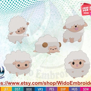 Sheep Embroidery Design,5 Sizes 10 Formats, animals,baby sheep,family sheep,mini sheep,Machine,wool,mina,farm,snap tab