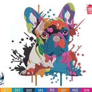 Französische Bulldogge Stickdatei, 5 Größen 10 Formate,welpe,tier,baby,Hund Softie, Maschine,Englisch,schnauzer,Malinois