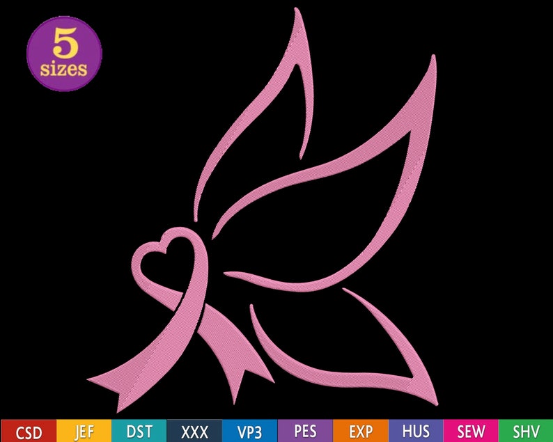 Breast Cancer ribbon logo Machine Embroidery Design in 5 Etsy
