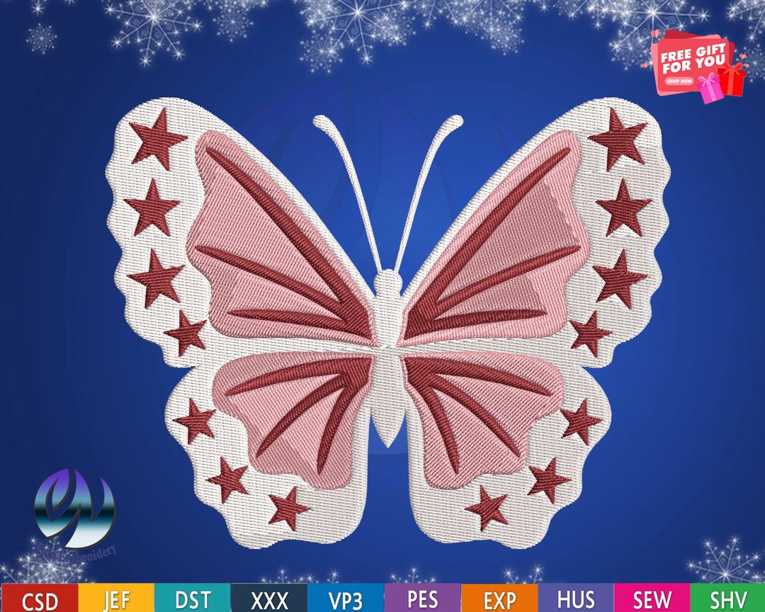 Butterfly Embroidery Machine Design in 5 Sizes and 10 Formats Etsy