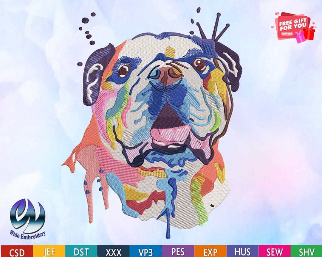 English Bulldog Embroidery Design, 5 Sizes 10 Formats,puppy ,malinois