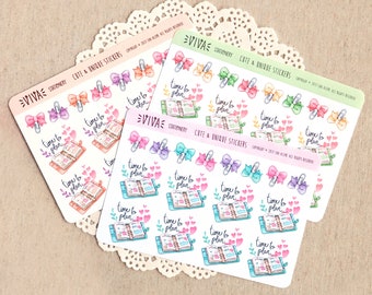 Hand drawn decorative stickers: "Time to Plan" planners and ribbon paper clips ~ For your Life Planner, Diary, Journal, Scrapbook, notebook