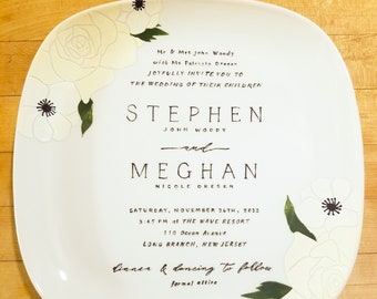 Wedding Plate Hand Painted, Wedding Invite Gift, Bridal Shower Gift, Gifts for the Couple, Unique Wedding Gift, Wedding Gift Idea