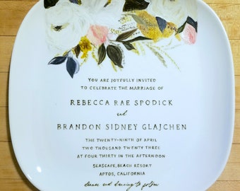 Wedding Plate Hand Painted, Wedding Invite Gift, Bridal Shower Gift, Gifts for the Couple, Unique Wedding Gift, Wedding Gift Idea