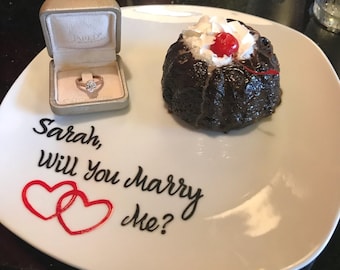 Will You Marry Me, Marriage Proposal Plate, Marriage Proposal, Engagement, Dessert Proposal, Engagement Ideas, Anniversary Gift, Engagement