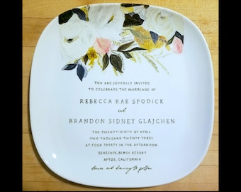 Wedding Plate Hand Painted, Wedding Invite Gift, Bridal Shower Gift, Gifts for the Couple, Unique Wedding Gift, Wedding Gift Idea