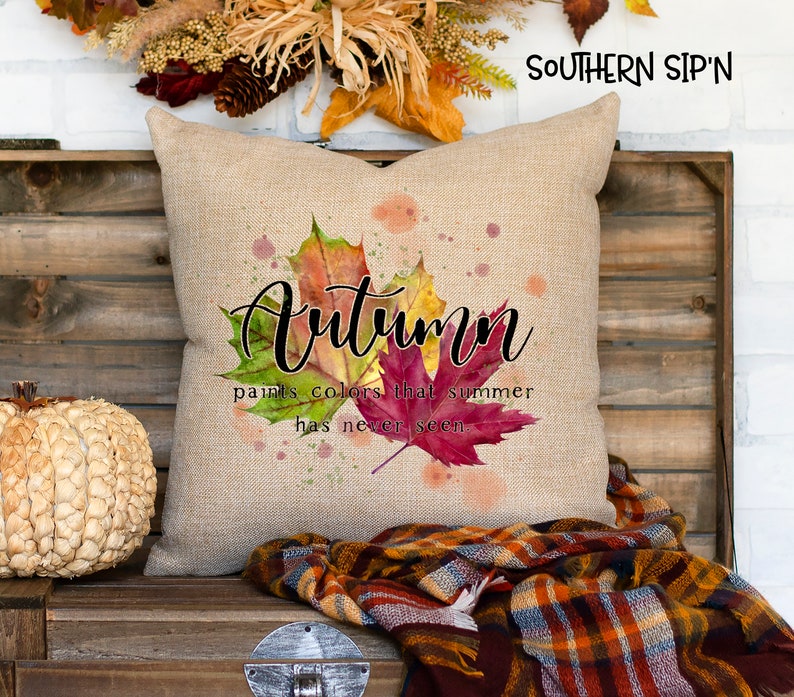 Autumn Fall Throw Pillow Cover 16x16 Fall Throw Pillow Cover Etsy