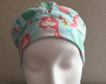 Child Cancer Hat - Chemo Hat - Head Coverings - Cancer Hat - Chemo Hat - Hair Loss - Youth Cotton Chemo Hat - Mermaids