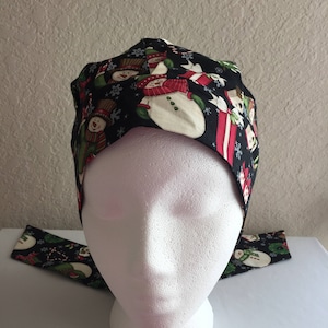 Snowmen Cotton Chemo Hat: Ladies Cancer Head Covering