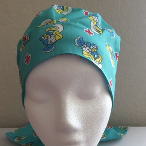 Child Cancer Hat - Chemo Hat -  Head Coverings - Child - Chemo Hat - Hair Loss - Youth Cotton Chemo Hat - Smurf