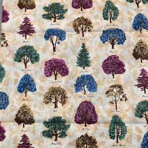 Tree Fabric, Quilting Fabric, 100% cotton, Screen print, Fabric by the yard, 18”