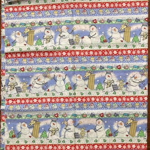 Tissu bonhommes de neige, Leslie Clarke Images, tissu de courtepointe, 100 % coton, 1 mètre