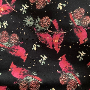 Cozy Winter Cardinals, Quilting Fabric, 100% cotton, Fabric by the yard, 2 yards