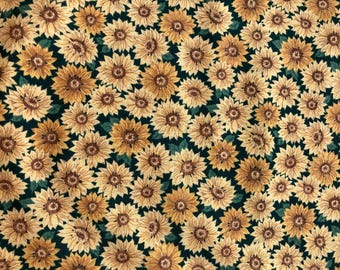 Vintage Sunflower Quilting Fabric: 100% Cotton, 1 Yard