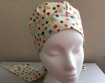 Child Cancer Hat - Chemo Hat - Head Coverings - Cancer Hat - Chemo Hat - Hair Loss - Youth Cotton Chemo Hat - Polka Dots