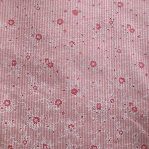 Hollyhock Pink Floral Striped Quilting Fabric, 1 2/3 Yards