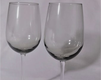 Vintage Gray Crystal Wine Glasses: Extra Large Long Stem Barware, Set of 2