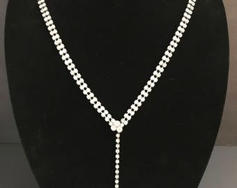 Vintage, Long Rhinestone Necklace-Belt, Rhinestone Belt, Clear, Rhinestones, Prong Set Rhinestones,Double Row Rhinestones, SoniaCollectibles