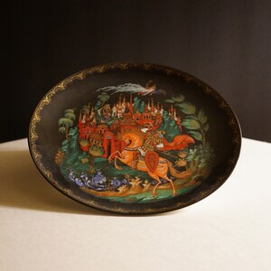 Vintage Plate Russian Legends, Russian Fairy Tale Collectible Plate, Rusland & Ludmilla Horse,1988 Collectible, Tianex Russian Plate #M 5228