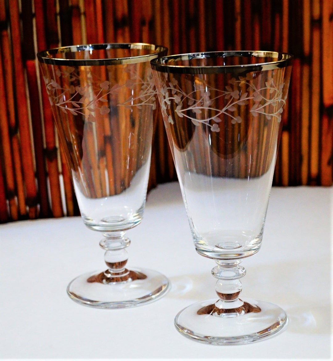 Crystal Stemware Platinum Trimmed Etched Glass, Wine, Cocktail, Crystal