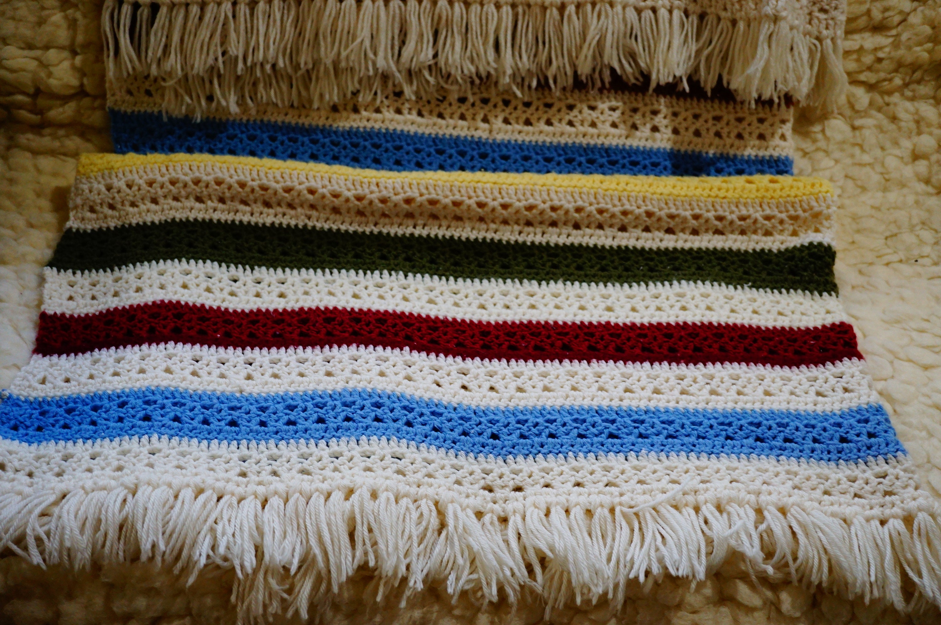 Handmade Afghan Vintage Handmade Afghan Blanket/throw Size Etsy